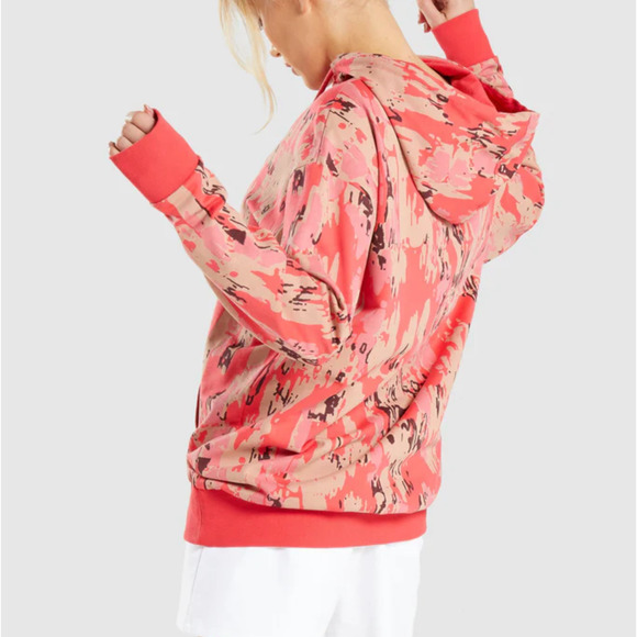 Set x2 Women L Gymshark Graphic Camo Hoodie Sweatshirt Shorts Pullover Lounge3 - Picture 4 of 8